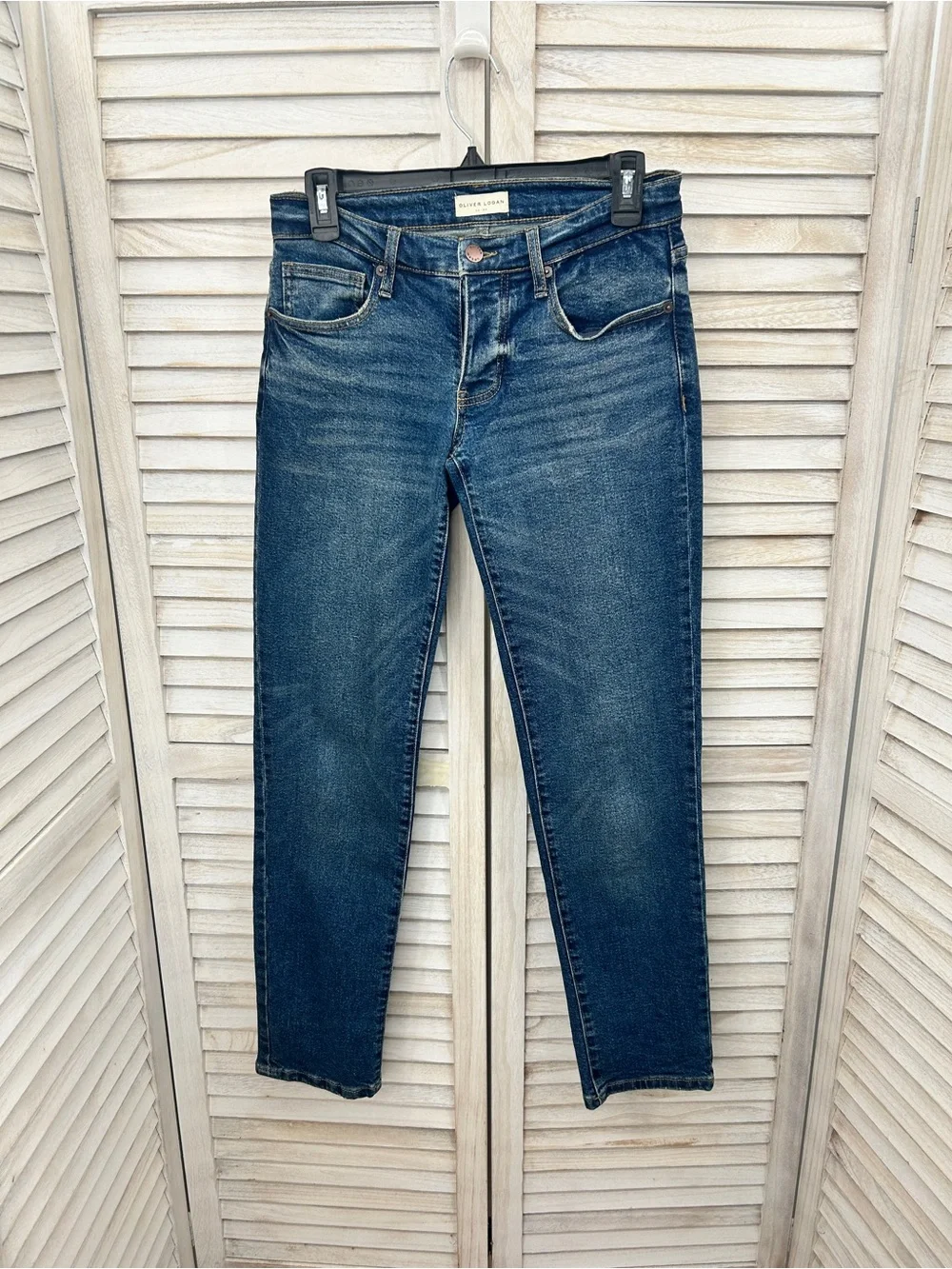 Oliver Logan Chester Low Rise Straight Leg Jeans Size 25 Dark Aged Vintage Blue